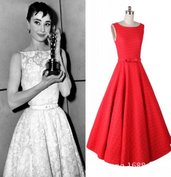 Rockabilly 1950039S Style Kurzpartykleider Vintage Spitze Audrey Hepburn Swing Kleid Beatu Ausschnitt Tee Länge Abschluss Go8658914