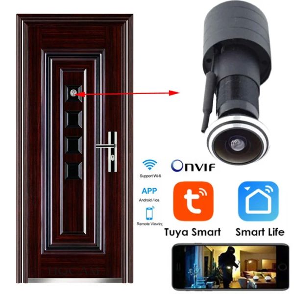 Kapı zili kapı göz deliği güvenliği 1080p hd 1.7mm lens geniş açılı balık gözü cctv ağı mini gözetleme kapısı wifi kamera p2p onvif