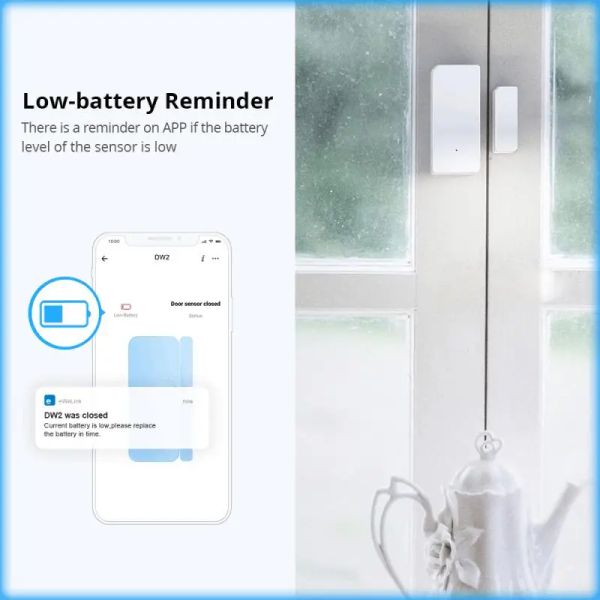 Detektor Sonoff DW2 WLAN -Türsensor Ewelink Türfenster Offener Detektor Smart Home Security Protection Alarm System Alexa Google Assistent