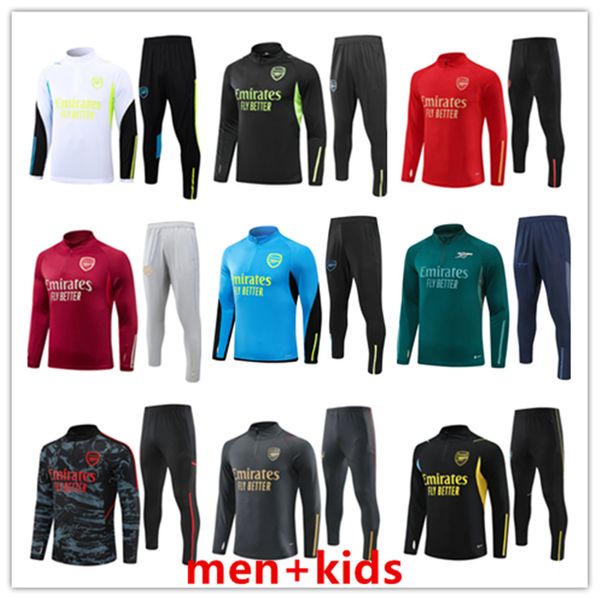 24 25 Arsen Al Football Soccer Training Anzug 2024 New Arsen Al Half Zip Jogging Anzug Trikots Tracksuit Gunners Transport Männer Kids Kit Survetement Foot Chandal Futbol