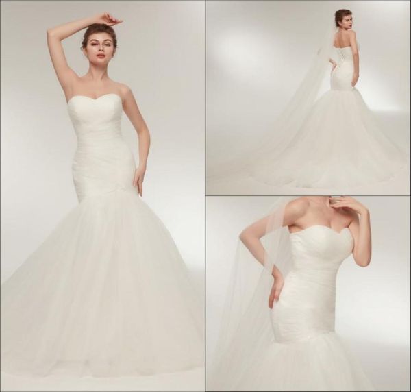 Abiti da sposa bianchi di tulle di sirena semplice a sirena pieghettata più taglia araba corsetto abito da sposa abiti da sposa stock 2161428384