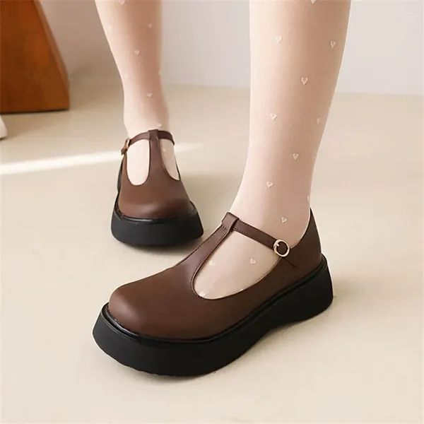 Kleidungsschuhe Pxelena Vintage T-Strap Frauen Pumpen Cosplay Uniform Student Dicke Mid Heels Creepers Mary Janes Plattform große Größe Frühling