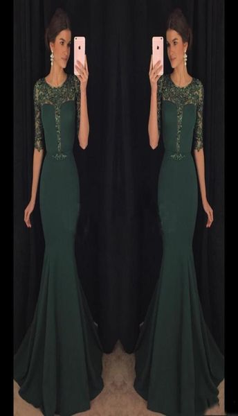 2017 Chic Dark Green Evening Dresses Kaftan Abaya Medio Oriente Arabia Saudita Indiana Lady Mermaid Commess Dress Abito per Wear per feste P5901072