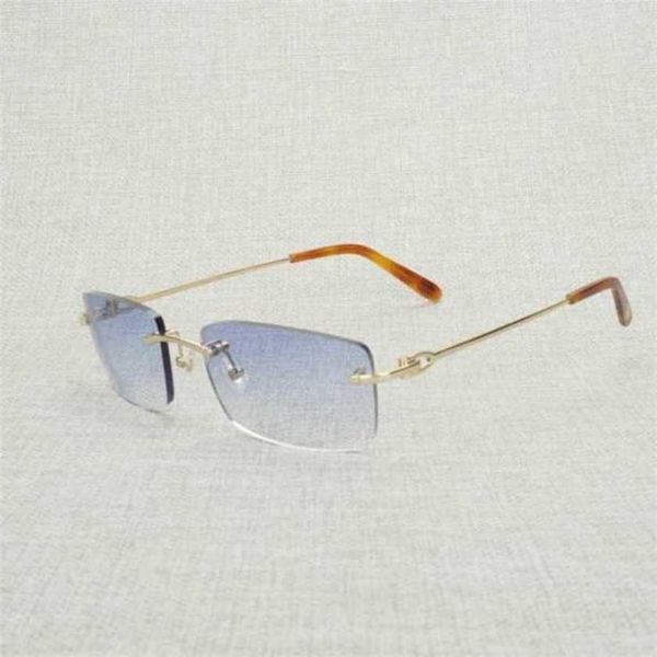 Neue 20% Rabatt auf Luxusdesigner Sonnenbrille Vintage Randless Square Men Oval Clear Gläser Rahmen Frauen Brille Schatten Oculos Gafas zum Angeln 011 011