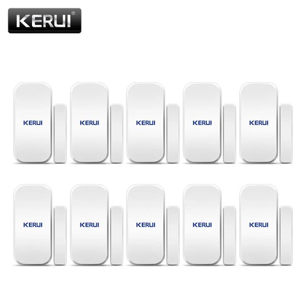 Dedektör Kerui 10pcs Kablosuz Pencere Kapısı Mıknatıs Sensörü 433MHz Ev Güvenlik Alarm Dedektörü G18 W18 W20 K52 Alarm Paneli ile Çalışma