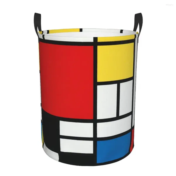 Borse per lavanderia pieghevole Piet Piet Mondrian Round Storage Bin Large Hamper Crapsibile Cropite Organizzatore di secchi giocattolo