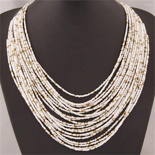 Anhänger Halskette Statement Halskette für Frauen Collier Femme 2024 Fashion Boho Perlen mehrschichtige Choker-Anhänger Bijoux-Kragen