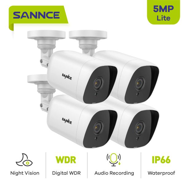 System Sannce 5MP Super HD -Überwachungskamera 4x 8x 100ft Nachtsicht Outdoor Überwachung CCTV Kamera Wasserdichte Kamera Kit AI -Erkennung