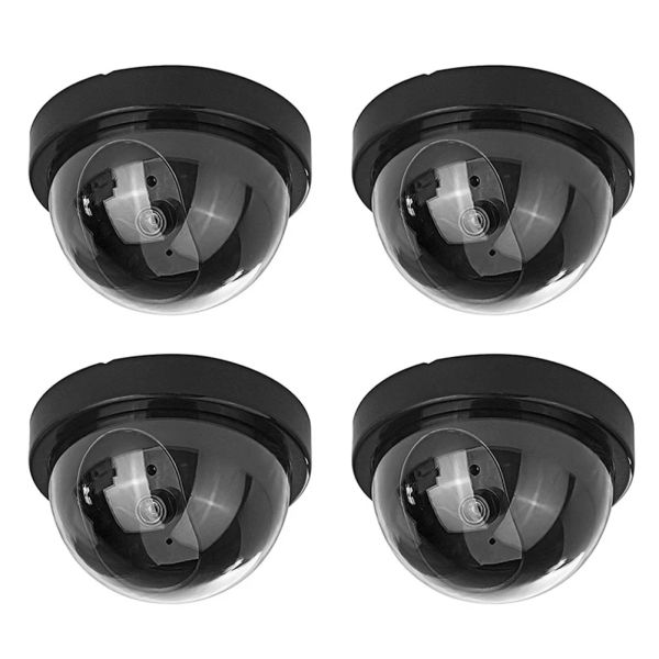 Câmeras de câmeras Hot Sale 4 PCs Dummy Segurança Câmera CCTV Dome com decalques de adesivos de luz LED vermelhos piscantes