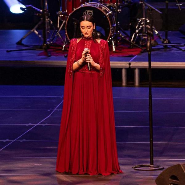 Partykleider rot elegant exquisite Abendkleid A-Linie bodenlange besondere Anlässe marokkanischer Kaftan Saudi-Arabien Dubai Prom Plus Size