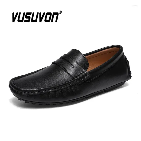 Sapatos casuais homens mocassins de centavo vestidos 2024 moda marinho formal marca formal vaca couro genuíno grande tamanho 38-48