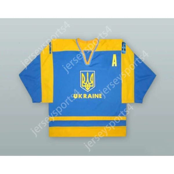 GDSIR Custom Vadim Shakhraychuk 10 Ucraina National Team Blue Hockey Jersey New Top E-M-L-XL-XXL-3XL-4xl-5xl-6xl