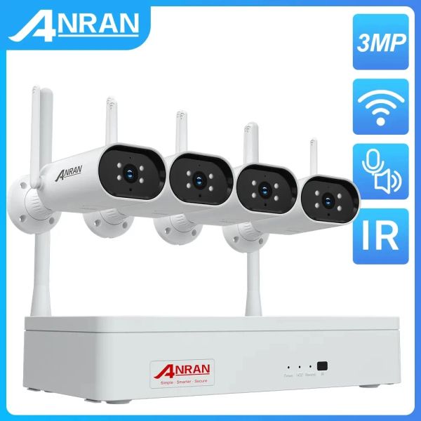 SISTEMA ANRAN CCTV Video KIT VIDEO 3MP CAMERA DI SICUREZZA wireless set 8ch NVR Night Vision Night Vision Sistema di sorveglianza WiFi Sistema