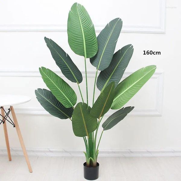 Flores decorativas 160cm10 Fork grande plantas artificiais de bananeira Planta de plástico verde Palmeira falsa folhas grandes em vasos de escritório decoração de casa decoração