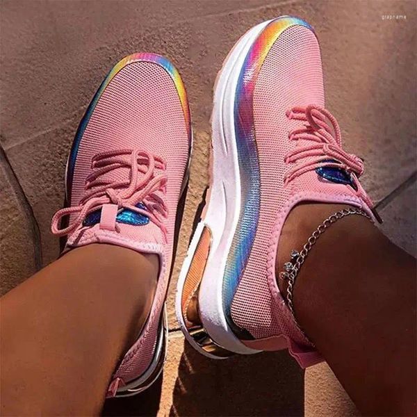 Fitnessschuhe Frauen bunte coole Sneaker Damen Schnüren vulkanisierte lässige weibliche weibliche flache komfortable woman sneakers