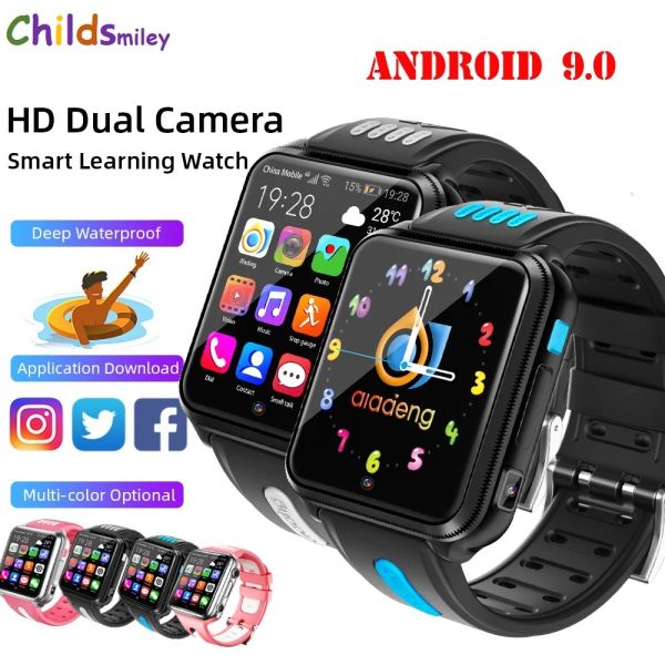 Relógios 4G Kid Student GPS Smart Remote Remote Android 9.0 smartwatch com cartão SIM CARD TF Dual Câmera WiFi Google Play Watches