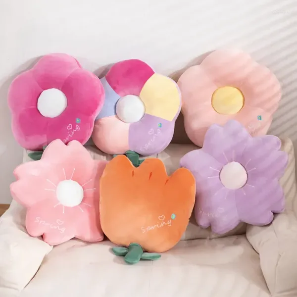 Travesseiro lavável em forma de flor em forma de flores macias almofadas de brinquedos de pelúcia perna quente para quarto durante toda a temporada decoração de casa