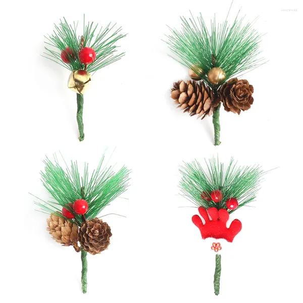 Fiori decorativi 5 pezzi Aghi di pino artificiale Decorazione natalizia Tree Home anno regalo Ornamenti Ornamenti Accessori