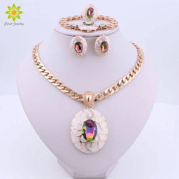 Ferramentas de moda Africano Jóias Conjuntos de jóias femininas Conjunto de jóias de casamento nigeriano Marca Dubai Gold Color Jewelry Conjunto