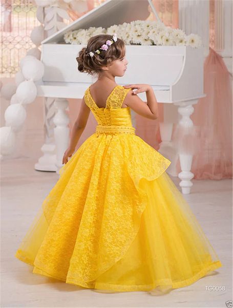 Kleider Tulle Ball Kleid Blumenmädchen Kleid KINDER KINDER MADE MADE MADEM Kleid Prinzessin Kristallperlenkleid für kleines Mädchen