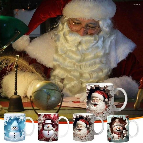 Tassen Keramik 3d Kaffeetasse lustiger Schneemann 350 ml Teetasse Weihnachtsmännchen Weihnachtsdekoration