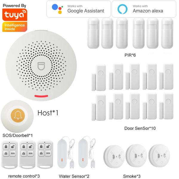 Управление Tuya Smart Home Home Security System System Kit Kit, хост со звуковой функцией, поддержка Google и Alexa Smar Life приложение