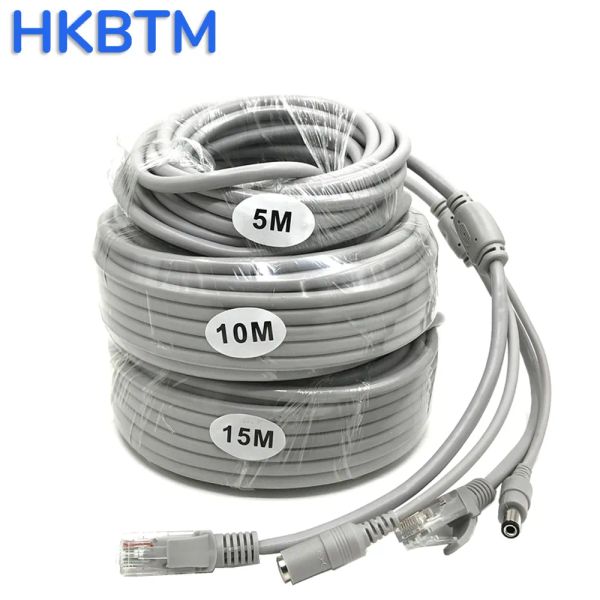 Sistem HKBTM Yüksek Kaliteli RJ45 CCTV Kablo Ethernet DC Power Cat5 Ağ Lan Kablosu POE IP Kamera NVR Concatenon için POE Kablosu