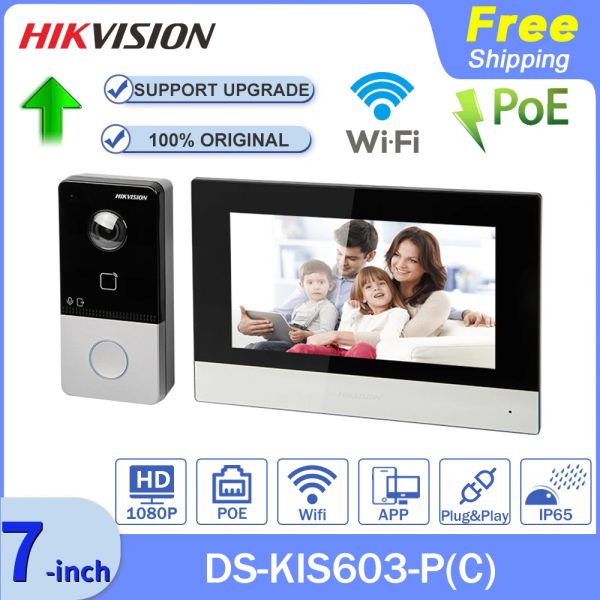 İnterkom hikvision ip video interkom kiti dskis603p (c) dskv6113wpe1+dskh6320wte1 standart poe kapı zili kapı istasyonu wifi monitör uygulaması