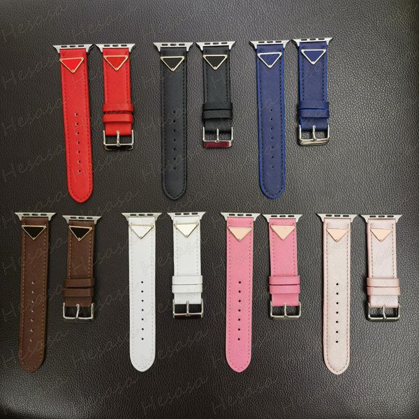 Triangle Design Smart Watch Straps per Apple 49mm 45mm 44mm 42mm 41mm 41mm 40mm da 38 mm in pelle Bracciale IWatch Serie Ultra 9 8 7 6 5 43 SE Watchband Band