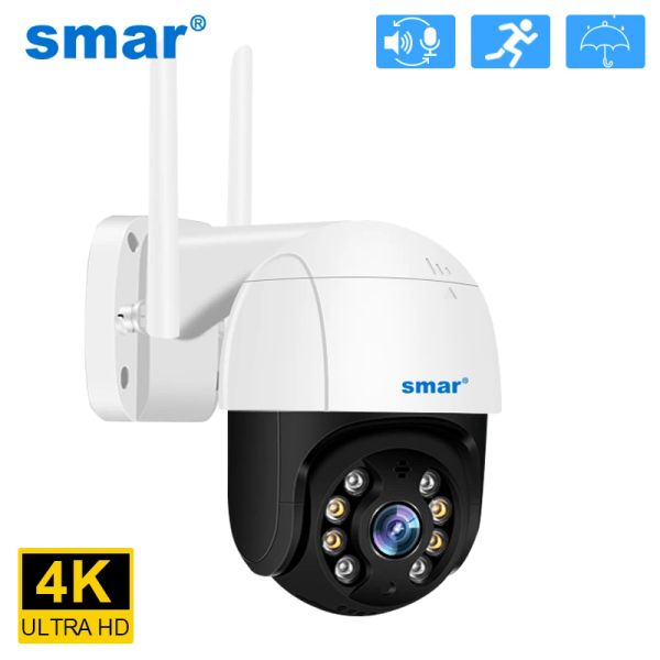 Câmeras SMAR 4K 8MP WiFi PTZ Câmera 5x Zoom digital Ai Detectar humano OnVif Wireless CCTV IP Câmera de segurança doméstica Proteção de segurança de duas vias áudio