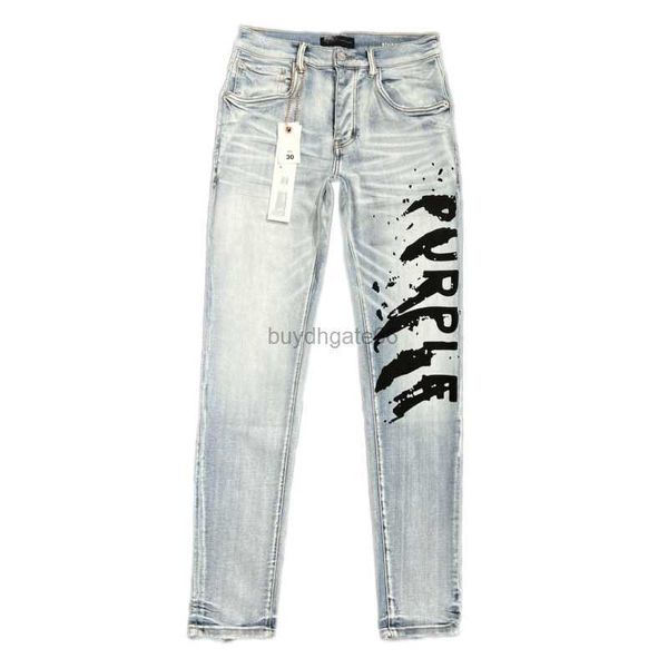 Herren Jeans lila Jeans für Männer gestapelt Zipper Fliege Klassische Briefhosen Jeans Streetwear Casual Joggshose Big Boy Slim-Fit High Stretch Jean 28-38