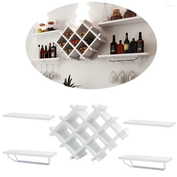 Cucina deposito moderno a muro bianco portabottiglie in vetro tazza di bicchiere in legno pianta in vaso Libri per vasi armadio per la casa/bar club