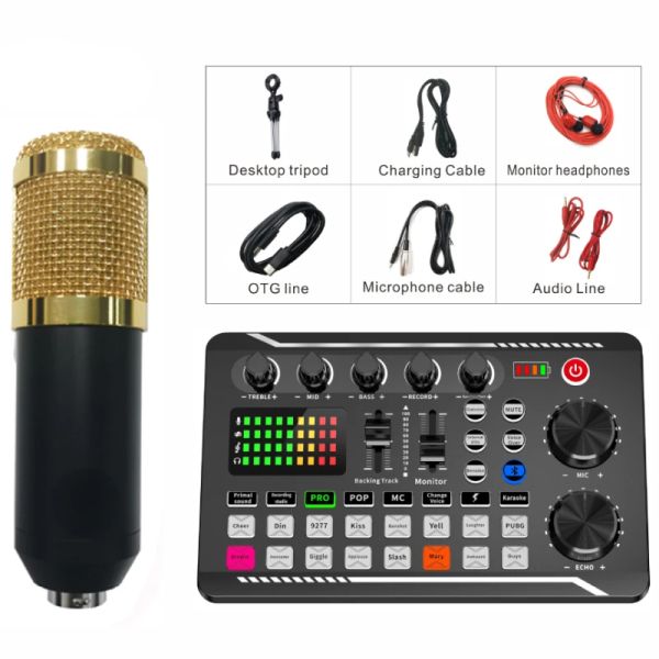 Mikrofone Condenser Microfon Sound Card Kit Studio Live Audio Mixer Voice Changer zum Streaming von Gaming/Aufnahme singen/tiktok/youtube