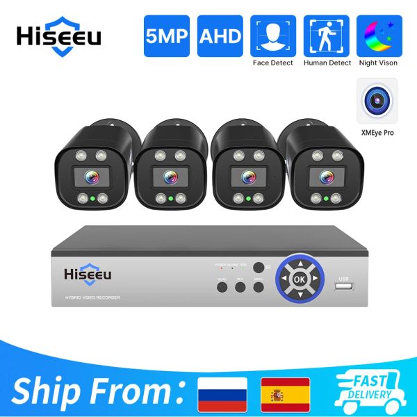 SISTEMA HISEEU 8CH 5MP CCTV Sistema cablato AHD CAMERA DVR KIT OUTDOOR STREET SECURICE CAMERA SULLA CAMERA SULLE