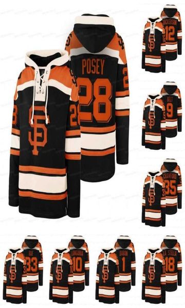 San Francisco Buster Posey Trikots schwarzer Legacy Vintage Hockey Lauer Hoodie Crawford Belt Evan Longoria Yastrzemski Solano Sandova1473804