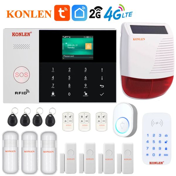 Kits Tuya Smart Life WiFi GSM Alarmsysteme 4G 3G 2G Secuity Home House Anti -Diebstahl -Bedienfeld Wireless Kabeltürbewegungssensor