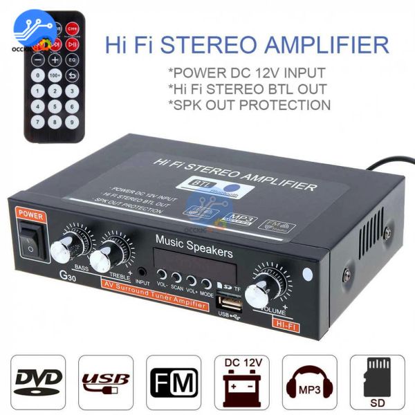 Amplificatore G30 800W 12V 110V220V Amplificatore kit fai -da -te per altoparlanti Amplificatore domestico digitale Amplificatore Bluetooth Bluetooth Stereo Soundwoofer Preamplificatore