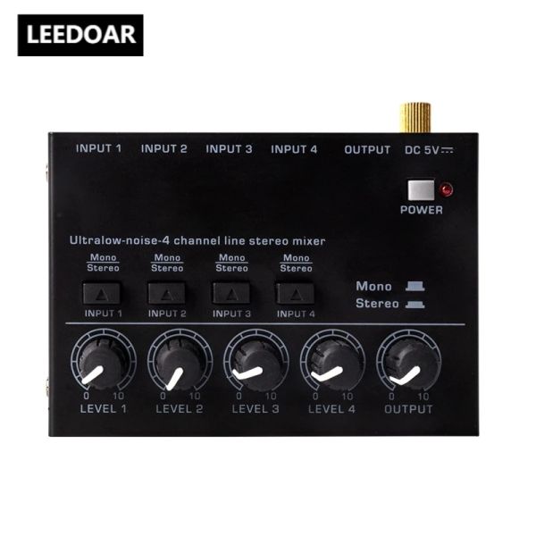 Оборудование LEEDOAR 4 канала аудио микшер Mini низко шумовый звуковой микшер Ultra Compact Professional Sound Mixer Audio Mixer Stereo RCA