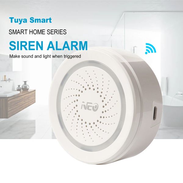 Senhor Siren Tuya Smart Life Wireless Wi -Fi Siren Sensor de alarme e alarmes leves Sirene Support Alexa para segurança doméstica