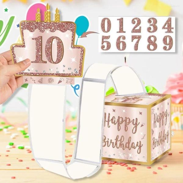 Soluzione di regali in contanti Wrap regalo con adesivi fai -da -te Box Kit di soldi per il compleanno di Rose Golden Surprise per Women Party