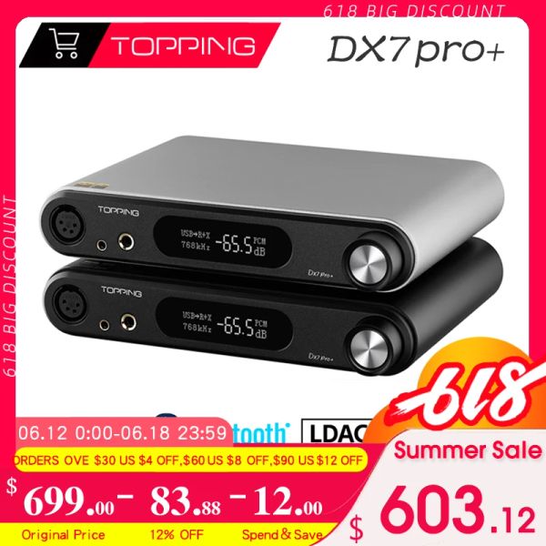 Преобразователь Toping DX7 Pro Plus Digital Audio Music Decoder усилитель наушников USB DAC AMP ES9038PRO Bluetooth5.1 LDAC DSD512 HIFI DX7PRO+