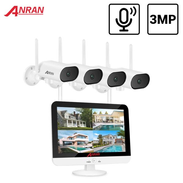 Система Anran 3MP беспроводная система видеонаблюдения STURNOOR PTZ AI IP -камеры Система безопасности видеоролик 13 -дюймовый набор ЖК -монитора аудиозапись