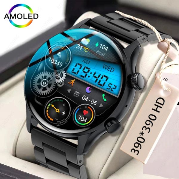 Uhren 2022 NFC Männer Smart Watch Amoled 390*390 HD -Bildschirm immer Zeit für Bluetooth -Anruf in SmartWatch Men IP68 WASGEFORT für Android iOS