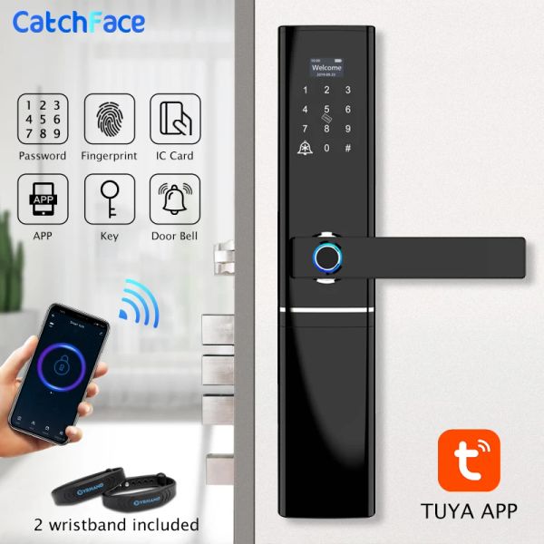 Заблокировать отпечаток Tuya Finger Smart Door Lock Wi -Fi Code Ключ карты RFID Цифровой электронный замок с дверным звонком заблокирован