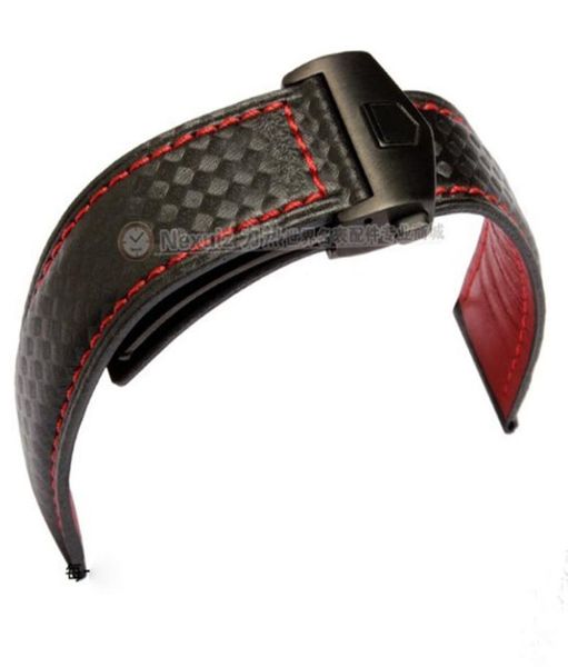 Ankunfts Uhren -Band -Armbänder 20mm 22 mm Carbonfaser -Uhrengurt Schwarz Einsatz Stahl Klasze Kuhleder Lederboden Fashion 2206201697187