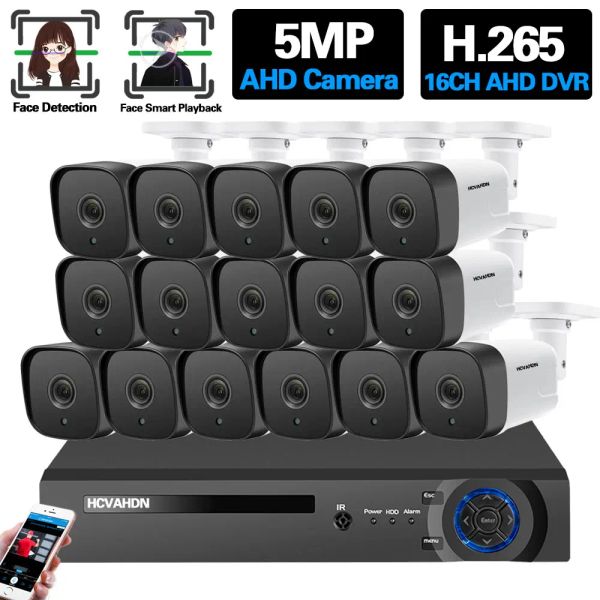 Sistema 16 canal 5MP CCTV AHD DVR Kit de câmera de segurança do sistema de segurança ao ar livre