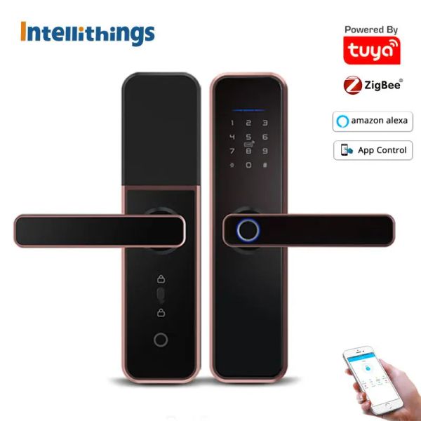 Lock Zigbee Tuya Smart Electronic Door Lock Alexa Sprachsteuerung Fingerabdruck Passwort Key IC -Karte Freischaltung für Hotel Apartment Security