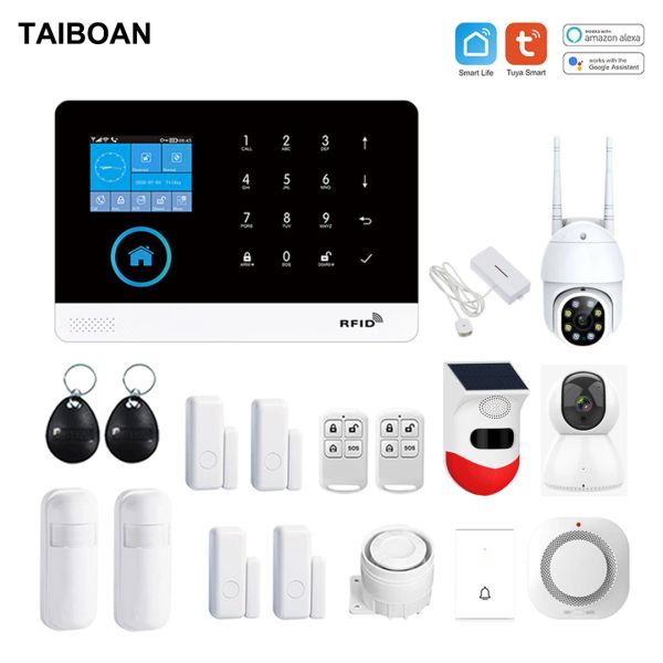 Kits Taiboan Wireless WiFi GSM Home Security Alarm System für 433MHz Tuya Smart Life House App Control Burnslar Alarm Host Kits 2g