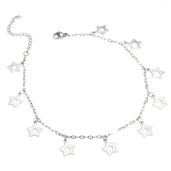 Caviglieri 1 pezzo da 304 collegamento in acciaio inossidabile Cavo Cavo Cavo di colore Silver Color Heart Star Cross Ciondolo per donne a piedi nudi 24,5 cm (9 5/8 