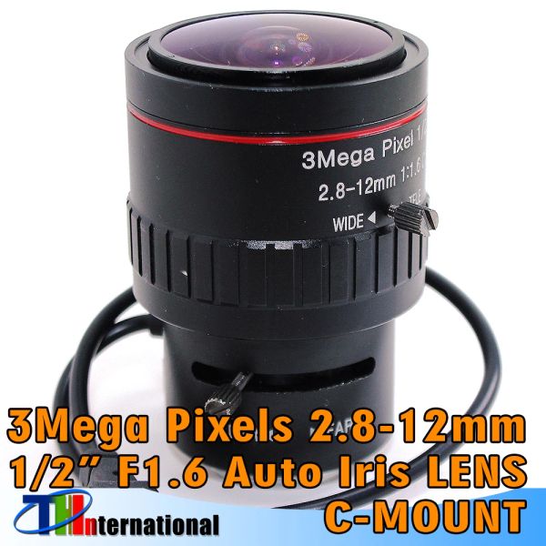 Parçalar 3MP 2.812mm C lens 1/2 inç F1.6 Otomatik IRIS Düşük Distorsiyon Video Güvenlik Kameraları için